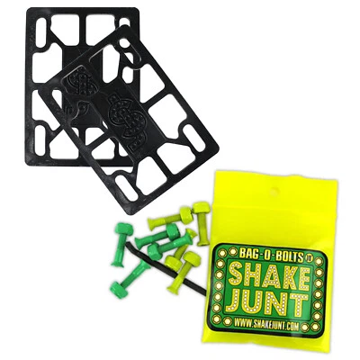 Shake Junt Skateboard Riser Pads 1/8" With Hardware Green Yellow 1" Allen