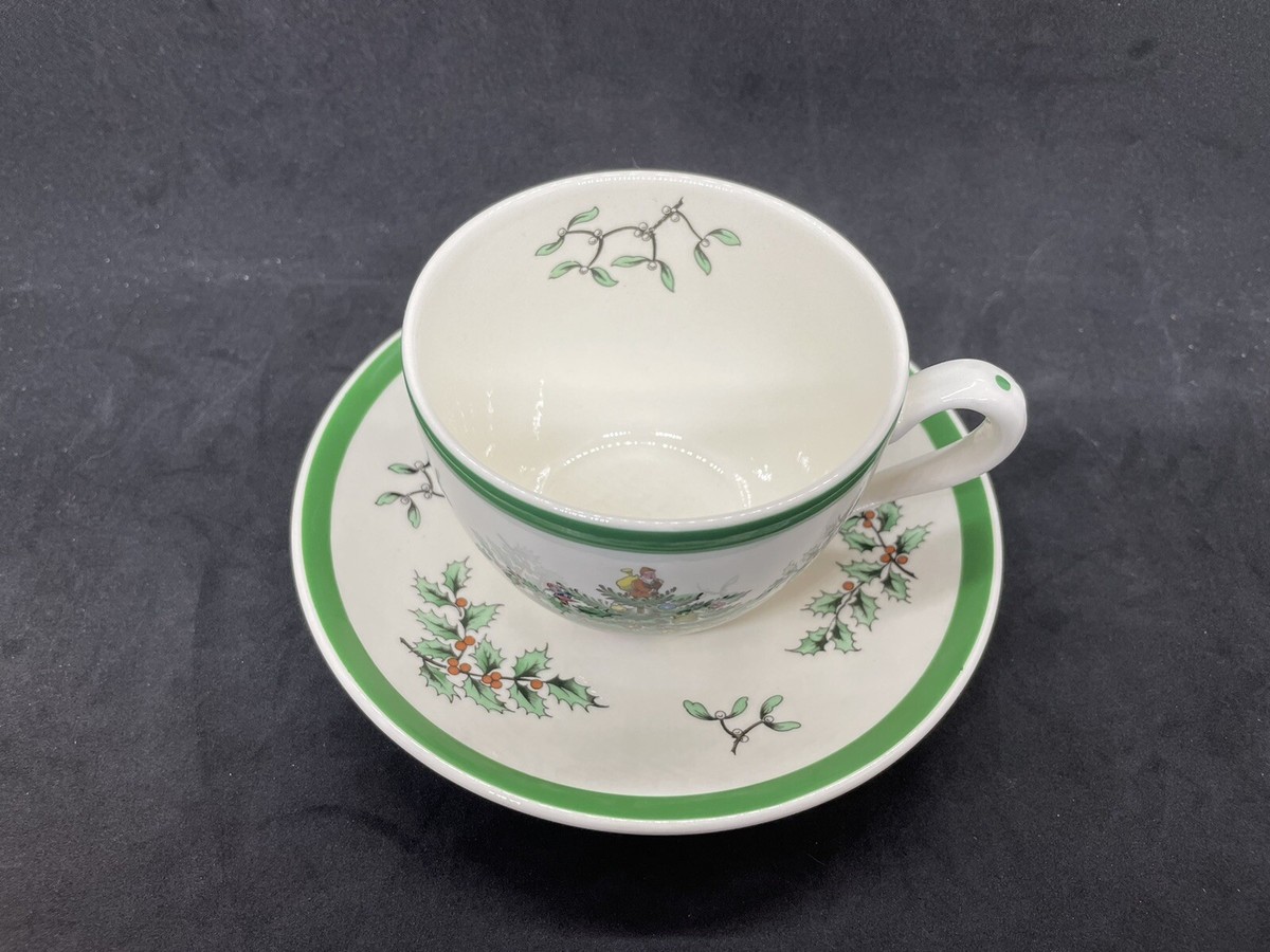 Pair of Vintage Spode Christmas Tree Cup & Saucer Sets, S3324