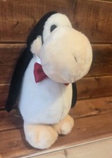 Dakin Fun Farm Opus 1984 vintage plush black white penguin red bow tie 9" Tall