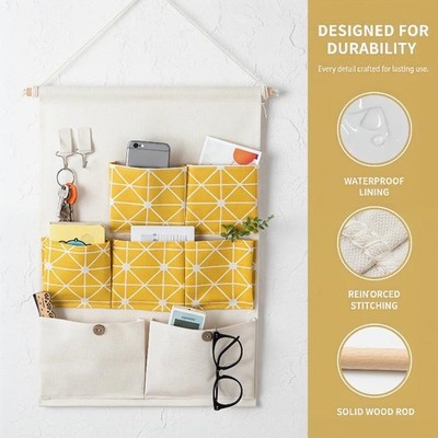 Wall Hanging Storage Organizer Fabric Pocket Bag For Home Bedroom Bathroom Door