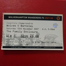 WOLVERHAMPTON WANDERERS v BARNSLEY MATCH TICKET 2007/8