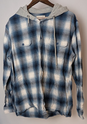 Aeropostale Flanellhemd mit Kapuze blau weiß kariert Hoodie XL