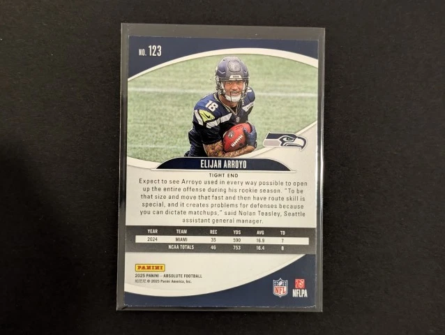 2025 Panini Absolute ELIJAH ARROYO #123 Rookie Red & Green RC Seattle Seahawks - Image 2 of 2