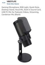 Gaming Microphone, RGB Light, Quick Mute, Desktop Stand, Vocal Mic,