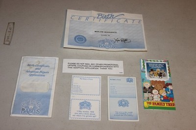Cabbage Patch Kids Babies Birth Certificate,Marlene Marguerite,Colorama Sheet
