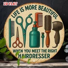 2D Flat, Vintage Barber Shop Wall Tin Metal Signs Home Décor- Hairdressing Tools