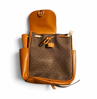 Michael Kors Women s Brown Tan Logo Backpack Drawstring Top Handle Detachable