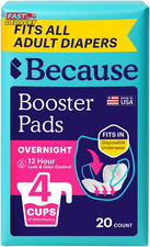 Because Overnight Incontinence Booster Pads for Men and Women, Adds 4 Cups Extra