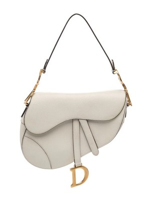 Christian Dior Saddle Bag Medium White Leather Shoulder Bag