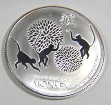 2016 Niue $2 Lunar Year of the Monkey Coin 1 oz .999 Fine Silver BU 99.00 per troy oz