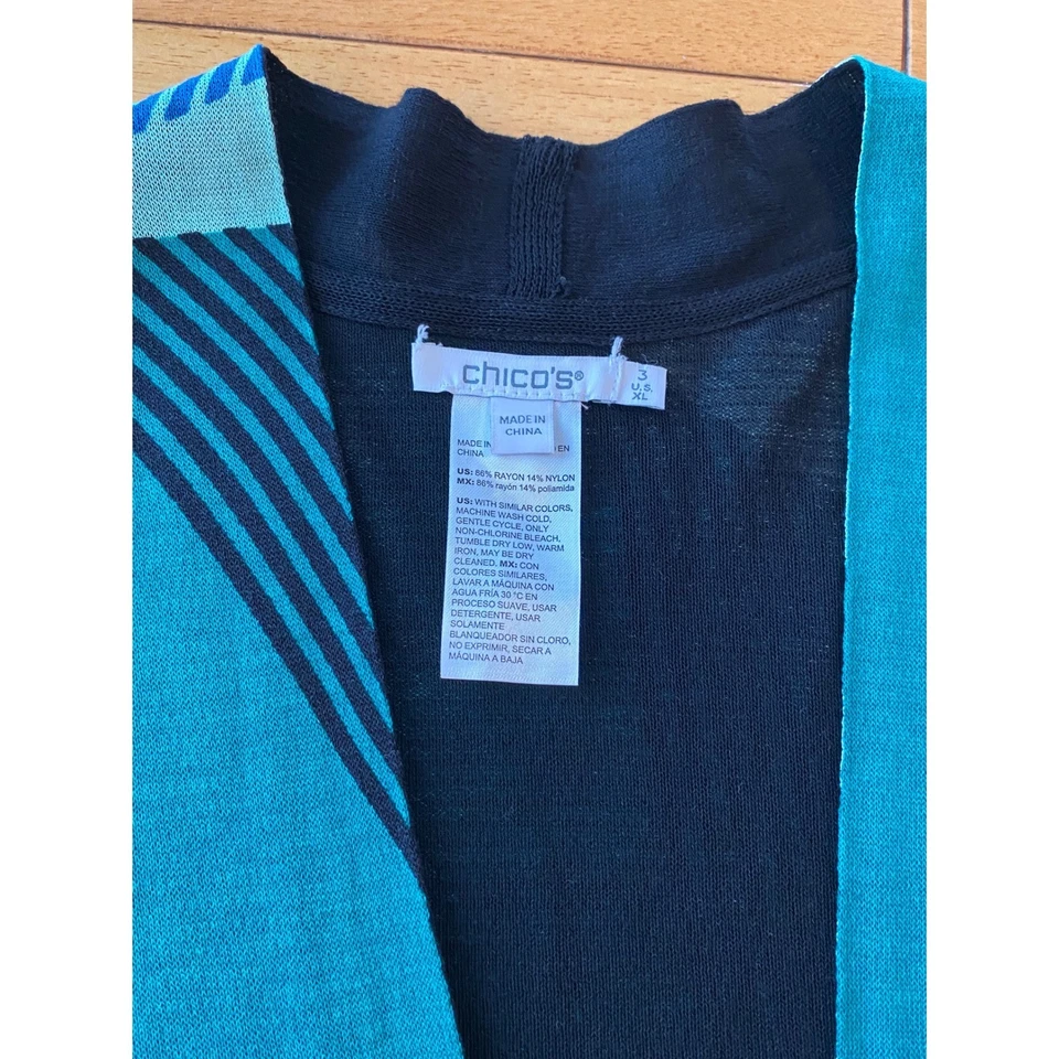 Cárdigan Kimono Estampado Geométrico Chicos Talla 3/XL Azul Negro Rojo Teal Mujer Foto 2 de 4