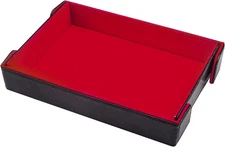 SIQUK Magnetic Folding Dice Tray Rectangle Rolling PU Leather Red 