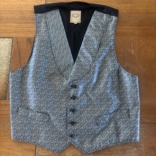 Vintage Wah Maker Frontier Suit Vest Medium Made in USA Silver Black Cinch Dance