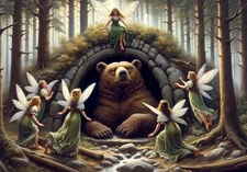 Bear Waking From Hibernation | A4 Rice Paper | Paper for Decoupage