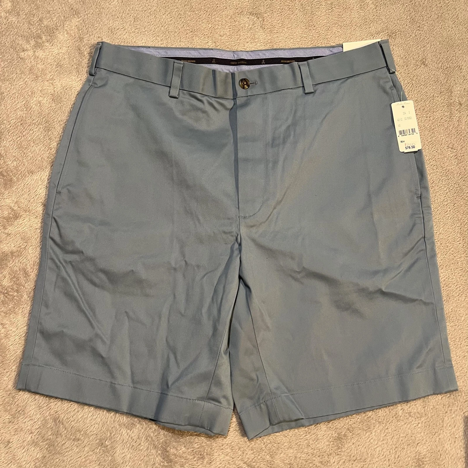 Brooks Brothers Shorts Mens 35 Blue Lightweight Advantage Chino Stretch