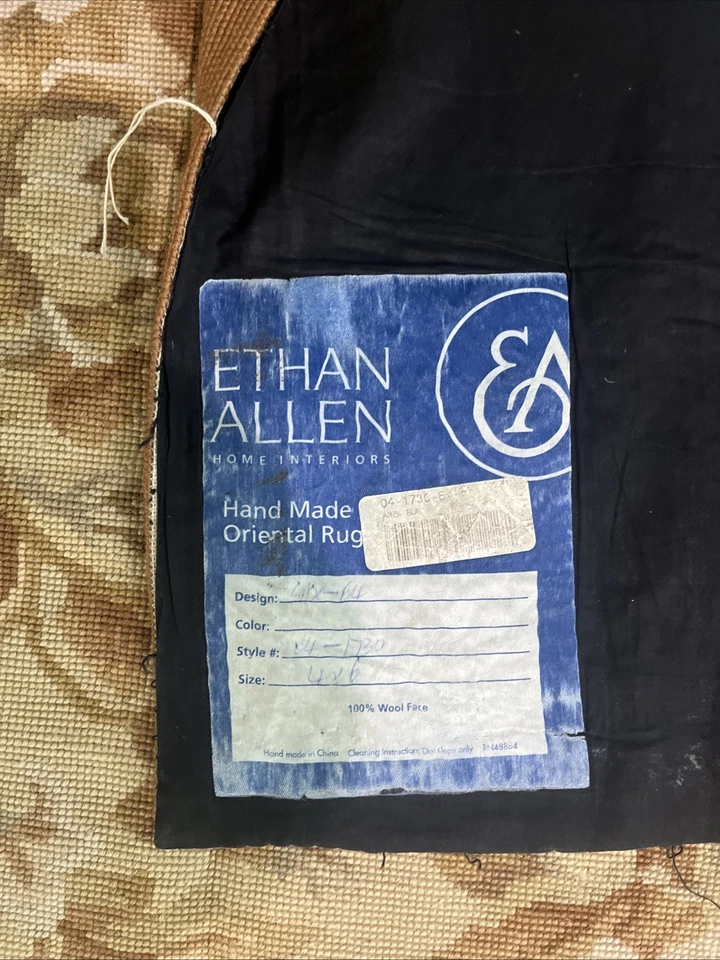 Alfombra/tapiz tejido a mano Ethan Allen 100 % lana 4x6 Foto 4 de 4