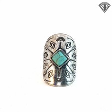 VINTAGE NAVAJO STERLING SILVER TURQUOISE RING SIZE: 5