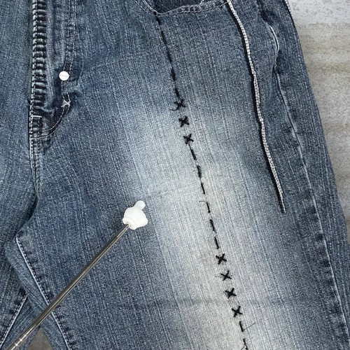 Vintage Skater Wide Leg Jeans 32x32 Enyce Dark Wash Baggy Denim Embroidered Y2K - Picture 9 of 9