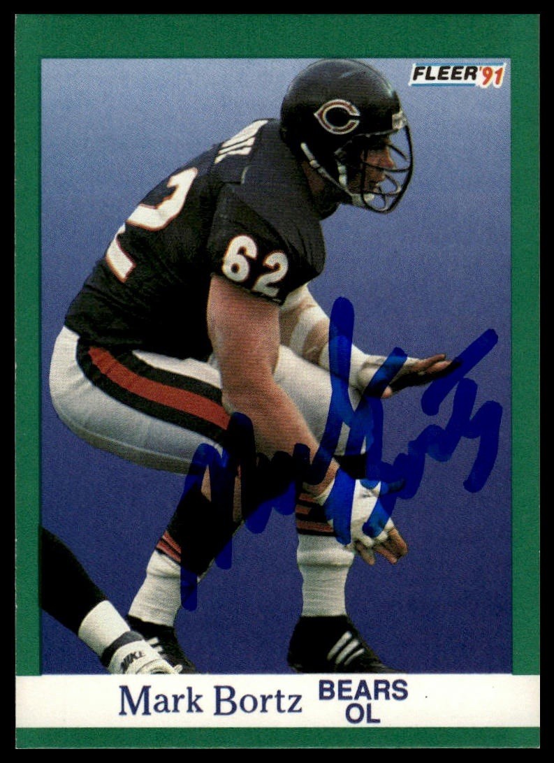 Mark Bortz 1991 Fleer #214 Chicago Bears Auto Autographed Signed NFL Card