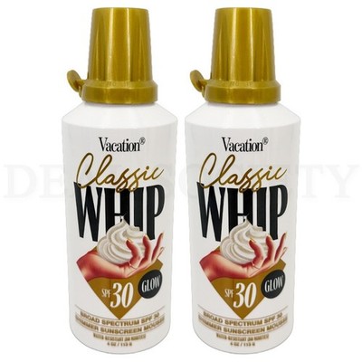 Vacation Classic Whip Glow SPF 30 Broad Spectrum Sunscreen Mousse 4oz Lot of 2