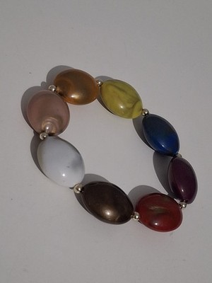 Armband mehrfarbig marmoriert Kunststoffperlen Gummiband marmoriert Perlen