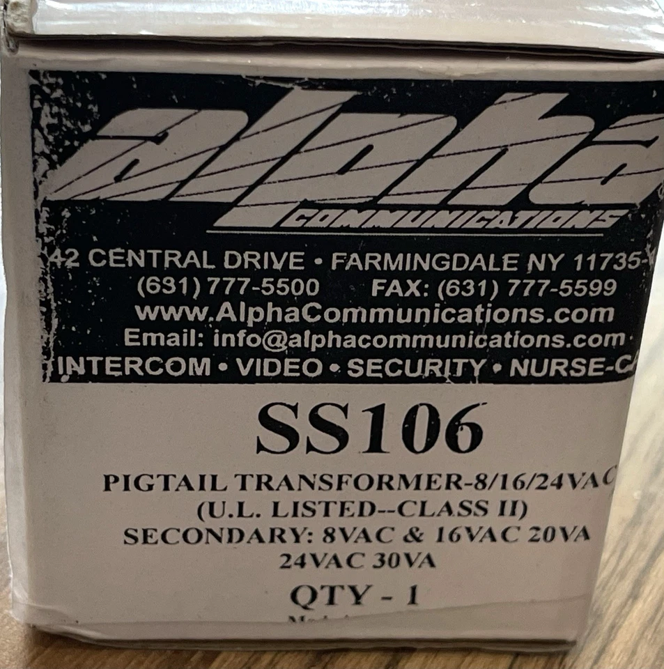 Transformador coleta Alpha Communications SS106 120VAC primario 8VAC, 16VAC, 24VAC Foto 2 de 2