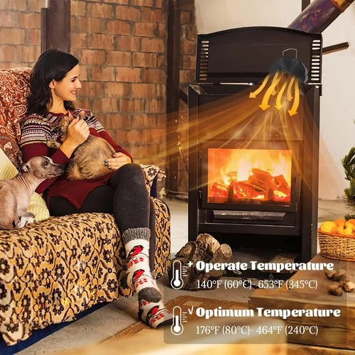 Ventilador de horno chimenea estufa de leña estufa eléctrica ventilador 6 vuelos distribución de calor silencioso - Imagen 2 de 15