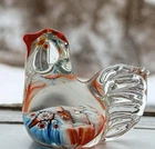 Art Glass Millefiori Rooster Chicken Hen Paperweight 2 1/4" Murano Style Vintage