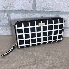 KATE SPADE New York Shore Street Stacy Black  White Leather Zip Around Wallet