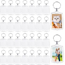 30 pcs Acrylic Photo Frame Keyring,2.16 x 1.5 Inch/5.5 x 4 cm Personalized