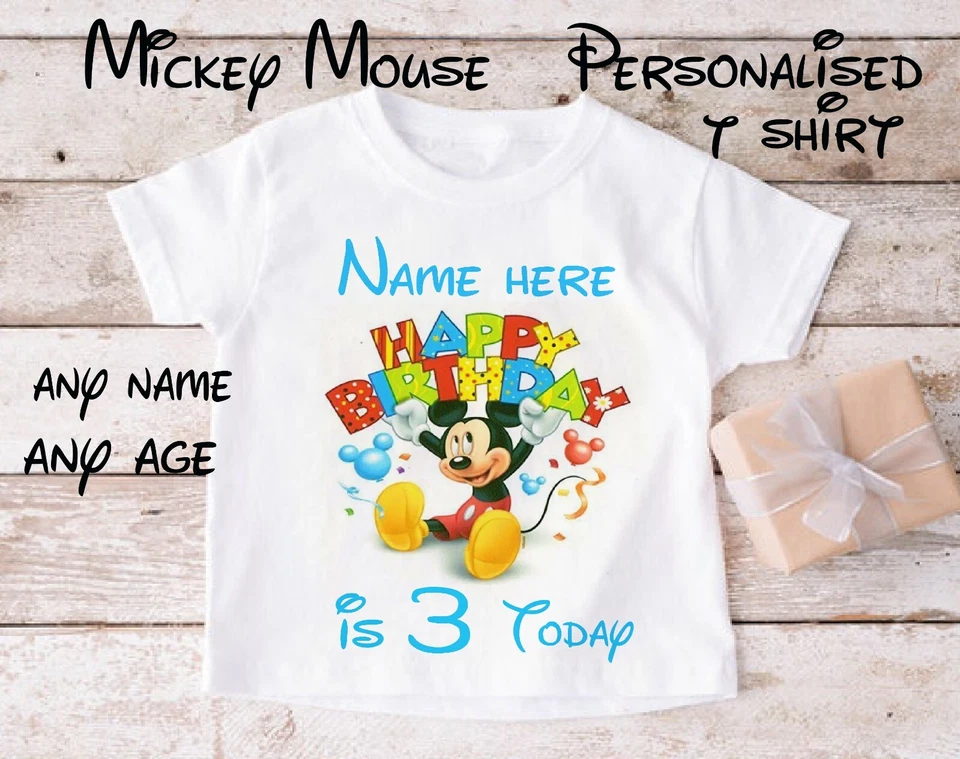 Personalised MICKEY MOUSE birthday t shirt kids