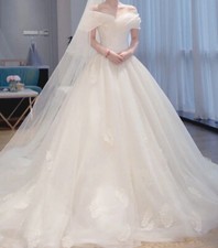 Elegant Off Shoulder Ball Wedding Dresses Cap Sleeves Applique A-line BridalGown
