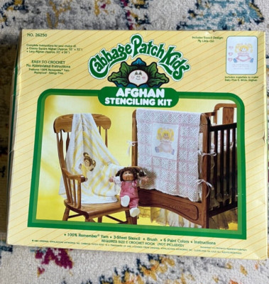 Cabbage Patch Kids Afghan Stenciling Easy To Crochet Kit VTG 80s My Little Girl