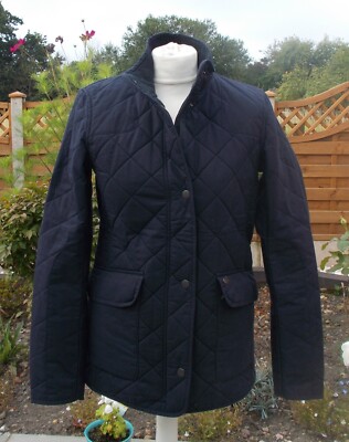 Le Chameau Navy Blue Quilted Country Wax Jacket Women's Size