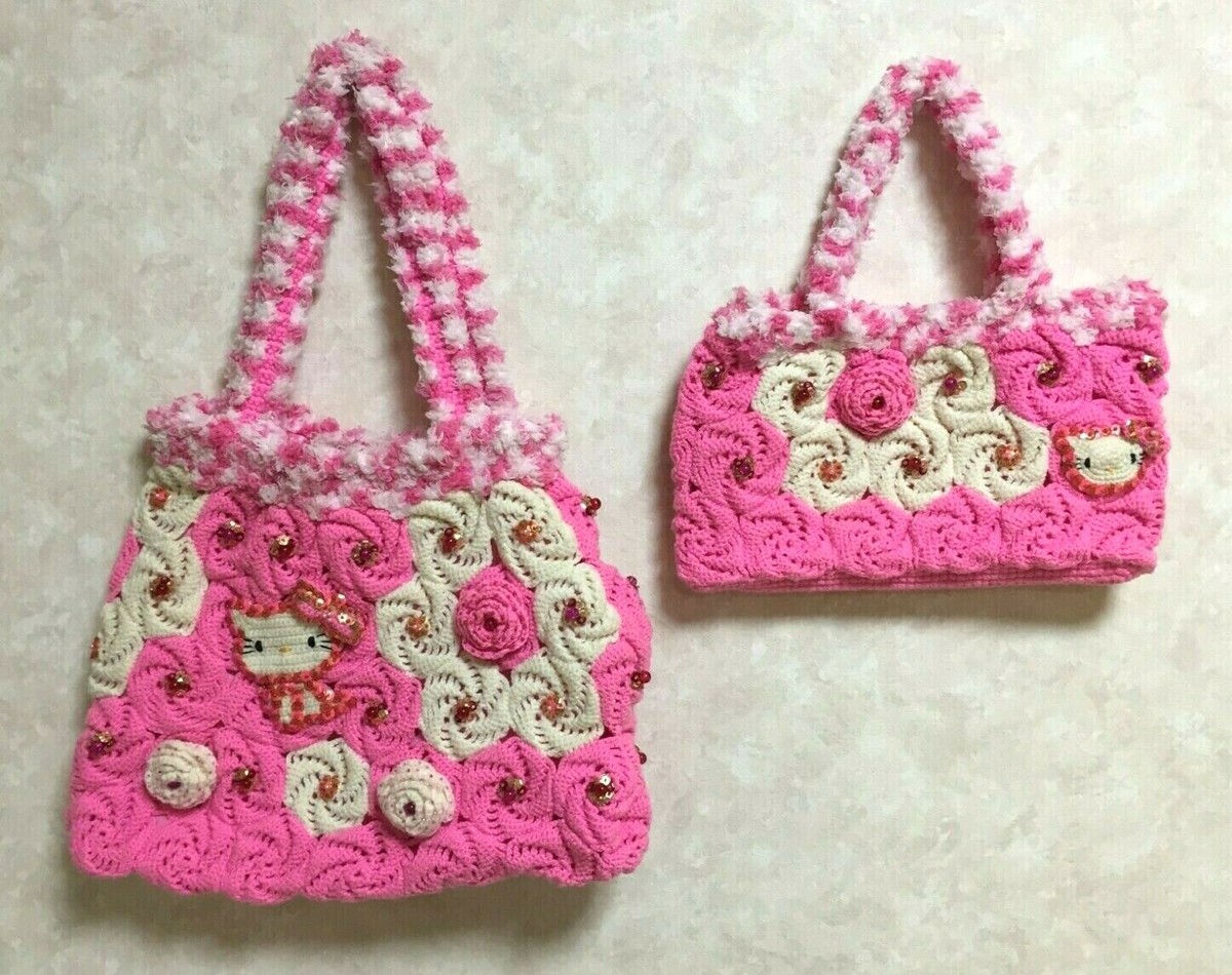 NEW Hello Kitty Cat Shoulder Bag Small Bag Set Pink x White