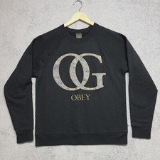 OG Obey Crewneck Sweatshirt Mens Small Black Paisley Made in USA