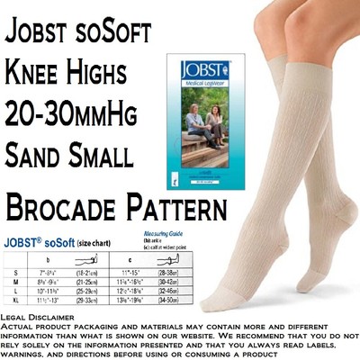 JOBST SoSoft Brocade Pattern Knee High Socks 20-30mmHg (Sand) Small