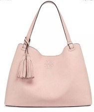 NWT 495 Tory Burch Thea Center Zip Top Pebbled Leather Tote In Sweet Melon Bag