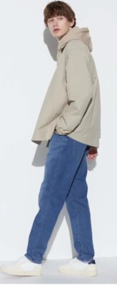 Uniqlo EZY Ultra Stretch Jeans Mens S Blue Ribbed Waist Drawstring