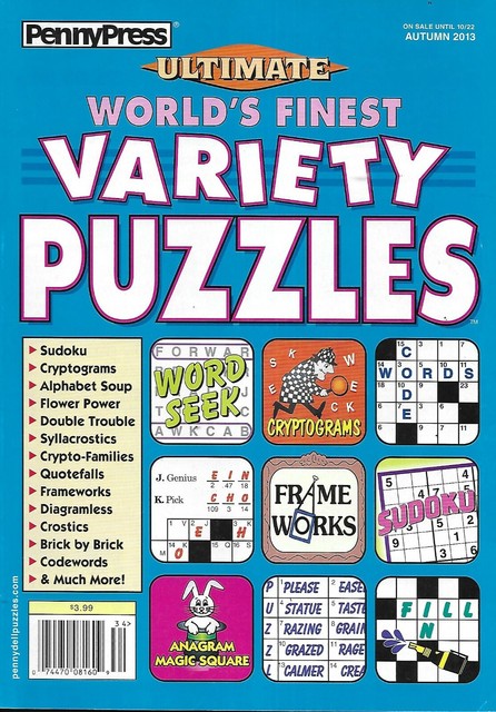 Penny Press Magazine Variety Puzzles Alphabet Soup Anagrams Crostics 
