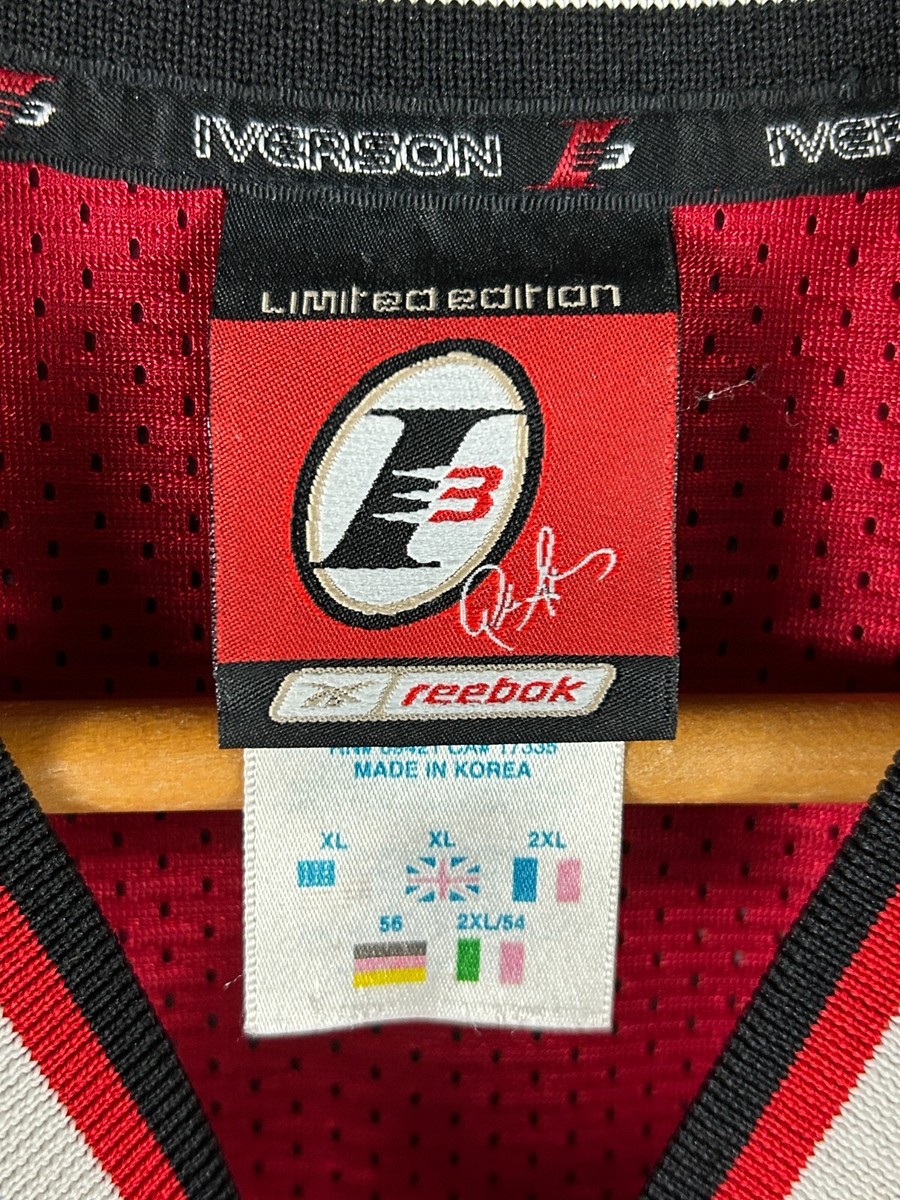 Vintage Y2K Reebok Allen Iverson I3 Red Sewn Basketball Jersey