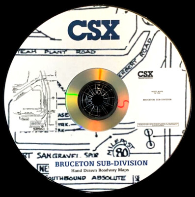 CSX 1996 Bruceton Sub-Division Hand Drawn Roadway Maps PDF Pages on DVD
