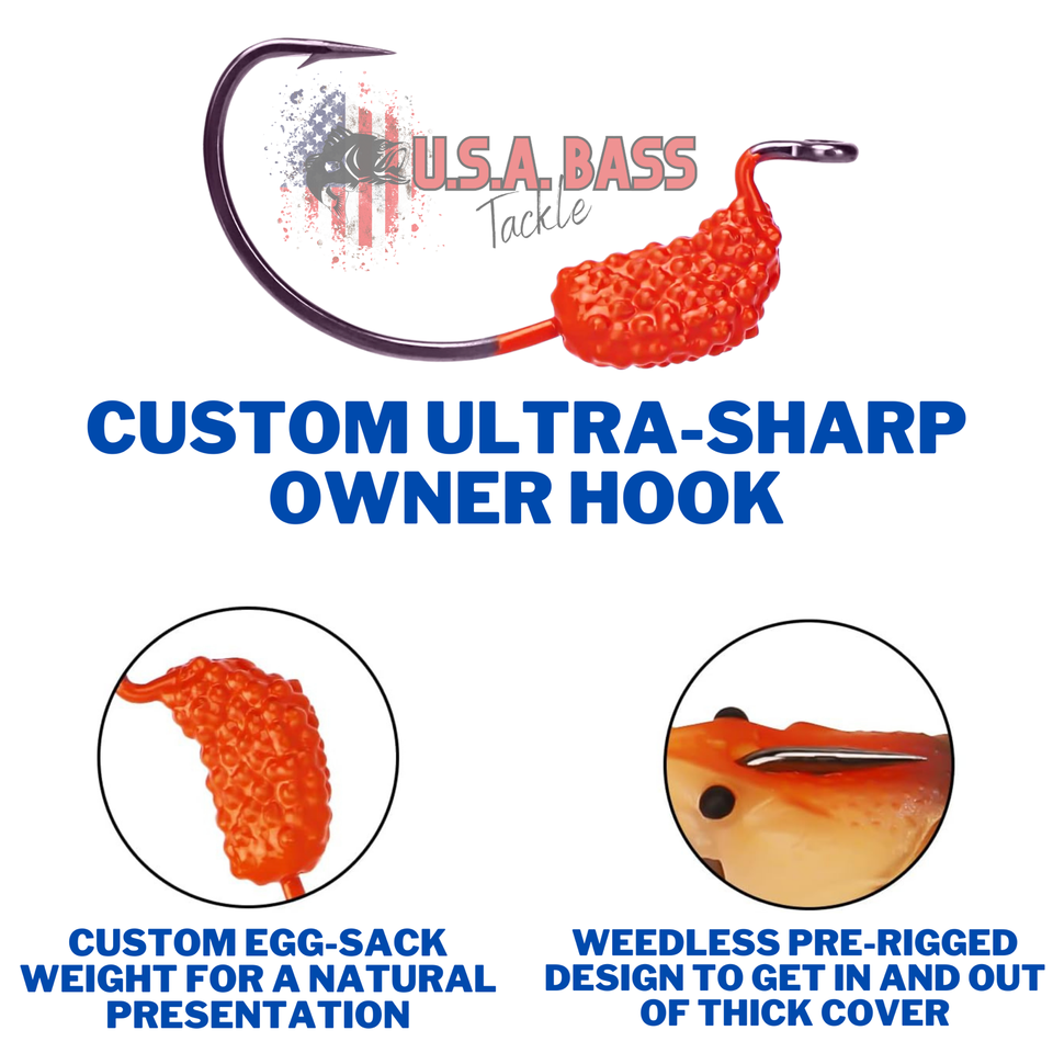 U.S.A. Bass Tackle 4D Cluster Bomb Craw - Pre-Rigged Soft Plastic Crawfish Lure With Owner Hook, For Bass Fishing - View #3