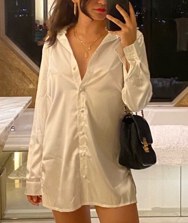 strapless open back dress Tawni Long Sleeve Shirt Mini Dress Blue