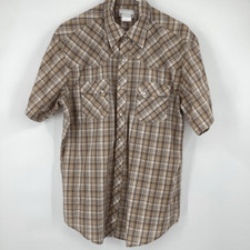 Mens Wrangler Wrancher Pearl Snap Short Sleeved Shirt large western