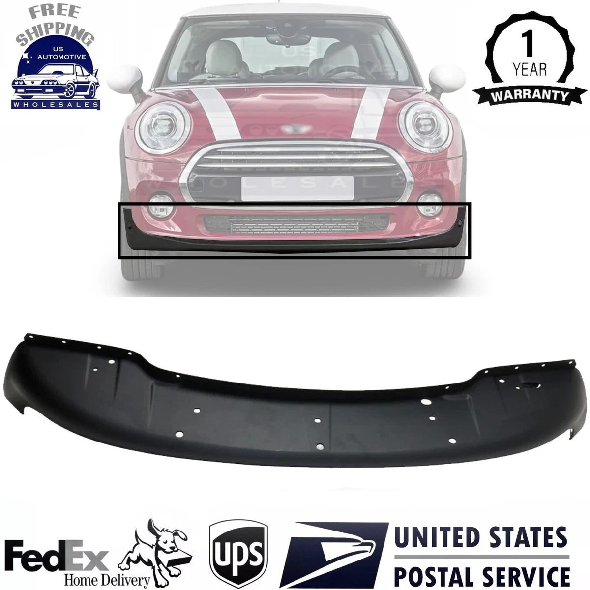 Front Lower Bumper Cover – Textured Gray – Fits 2014-2017 Mini Cooper Hatchback – Taiwan