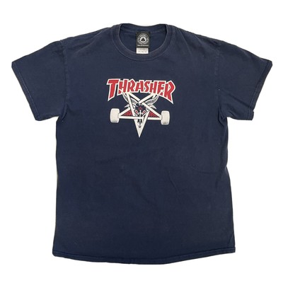 Thrasher Magazine Goat 666 T Shirt Blue Stained Medium J2 Ebay