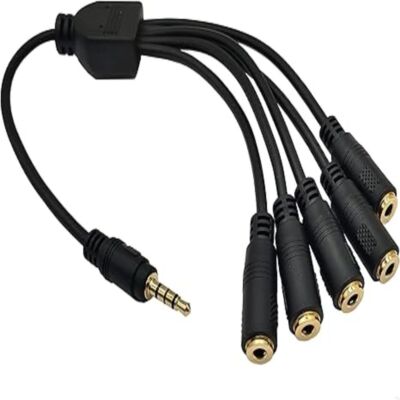 TRRS Male to Female Stereo Splitter Audio Cable for