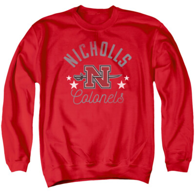 Nicholls State University Adult Crewneck Sweatshirt Colonels, Red, S-3XL