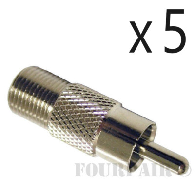 5 Pack Lot - RCA Male Plug to F Female Coax Jack Adapter Connector Coupler RG59